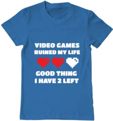 Tricou barbat Printado video games ruined my life Bumbac Regular fit Albastru azuriu L INTL 