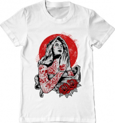 Tricou barbat Printado virgin mary Bumbac Regular fit Alb 2XL INTL 