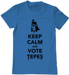 Tricou barbat Printado vote tepes Bumbac Regular fit Albastru azuriu S INTL 