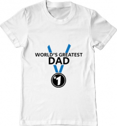 Tricou barbat Printado worlds greatest dad Bumbac Regular fit Alb XL INTL 