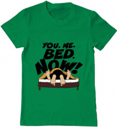 Tricou barbat Printado you me bed now Bumbac Regular fit Verde mediu 2XL INTL 