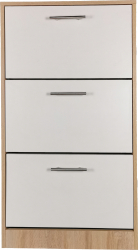 Pantofar cu 3 sertare Arezzo Stejar cu usi albe 63x24x117cm 