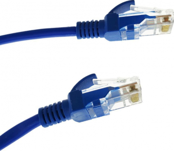 Cablu UTP cat.5 mufat 2xRJ45 lungime 5m de legatura retea ethernet albastru 