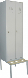 Vestiar metalic cu bancuta si 2 usi imbracaminte L600xA700xH2200 mm B4U 
