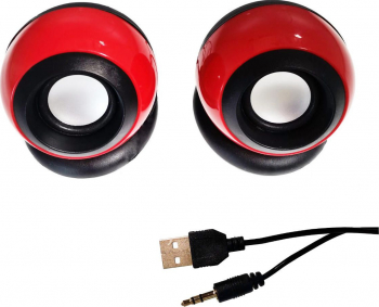 Boxe stereo 2.0 design Globe 2x 3W alimentare USB conectare jack 3.5mm rosii 