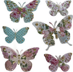 Sticker de perete 6 Fluturi motive florale Multicolor JMB-BBL2923 