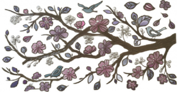 Sticker de perete Creanga de cires si Pasari 60 x 32 cm Multicolor JMB-BBL2921 