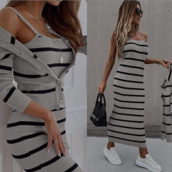Set 2 piese rochie si pulover GRI XL 