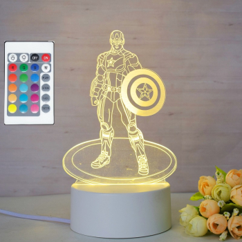 Lampa De Veghe 3D LED cu telecomanda Captain America 16Culori 