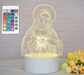 Lampa De Veghe 3D LED cu telecomanda Maica Domnului 16 culori 