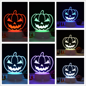 Lampa De Veghe 3D LED Dovleac/ Halloween 7 Culori Lumina Ambientala 