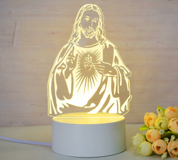 Lampa De Veghe 3D LED Isus Hristos 7 Culori 