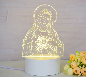 Lampa De Veghe 3D LED Maica Domnului 7 Culori Lumina Ambientala 