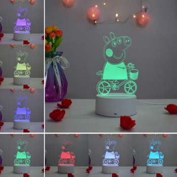 Lampa De Veghe 3D LED Peppa Pig 7 Culori 