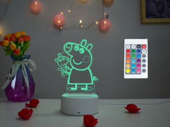 Lampa De Veghe 3D LED PeppaPig 16 Culori schimbare culoare prin telecomanda 