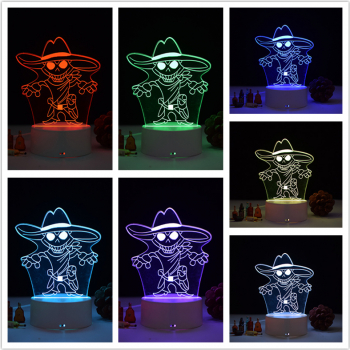 Lampa De Veghe 3D LED Pirat/Halloween 7 Culori Lumina Ambientala 