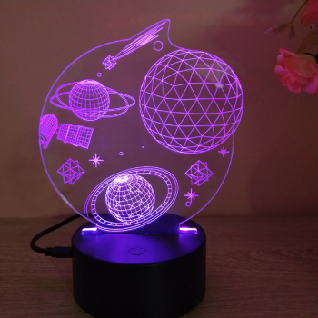 Lampa De Veghe 3D LED Planete si stele 7 Culori 