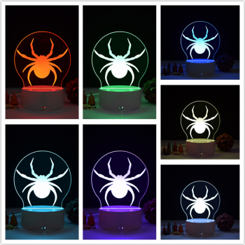 Lampa De Veghe 3D LED Spider/Halloween 7 Culori Lumina Ambientala 