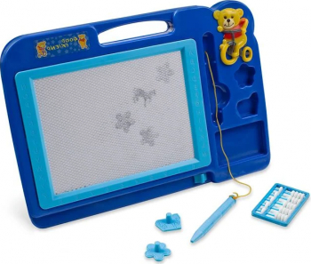 Tablita de scris sau desenat 2 in 1 magnetica si pentru creta Scrie-sterge cu accesorii 30.5x21 cm Albastru JMB-SHO3068 