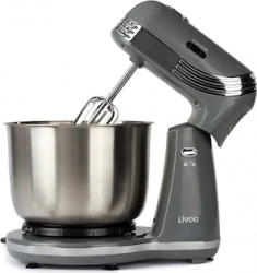 Mixer multifunctional cu bol DomoClip DOP137G 250W 6 viteze 2 accesorii bol 3L din inox Gri 