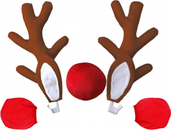 Set 3D coarne nas urechi de ren pentru masina cu huse oglinzi 