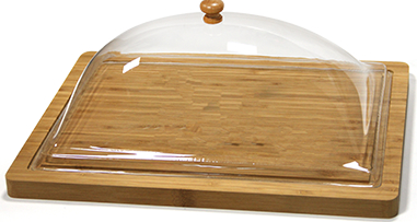 Platou servire branza cu capac bambus dreptunghiular 37x31xh14 cm 