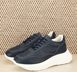 Sneakers piele naturala Aniela bleumarin 