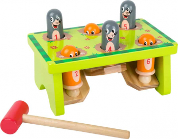 Banc de lucru cu ciocanel Small Foot Cu figurine in forma de cartite Lemn Multicolor