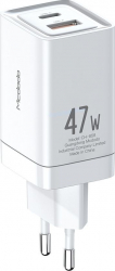 Incarcator Retea Mcdodo GaN Mini Fast Charge Dual USB PD QC 47W White 