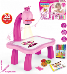 Masuta educationala cu proiector Paite Toys Roz 25x20x35 cm 