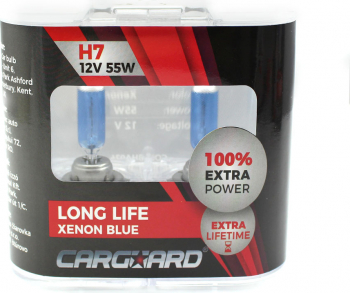 CARGUARD - Set de 2 becuri Halogen H7 +100 Intensitate - LONG LIFE 