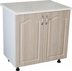 Masca pentru chiuveta cu 2 usi 80 cm Zebra Alb/MDF Sonoma cu blat Travertin 80 x 85 x 60 cm 