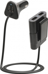 Incarcator auto 9.6A telefon tableta smart charge cu 4 x USB incarcare rapida 4x2 4A priza+priza pasegeri spate