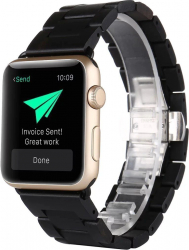 Curea Bambus pentru Apple Watch Compatibila cu Apple Watch 1/2/3/4/5/6 Super Usor Black 38 mm 