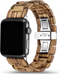 Curea Bambus pentru Apple Watch Compatibila cu Apple Watch 1/2/3/4/5/6 Super Usor Light Brown 40 mm 