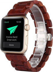 Curea Bambus pentru Apple Watch Compatibila cu Apple Watch 1/2/3/4/5/6 Super Usor Red Brown 44 mm 