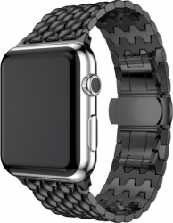Curea Metalica pentru Apple Watch Compatibila cu Apple Watch 1/2/3/4/5/6 Dragon Skin Negru 42 mm 