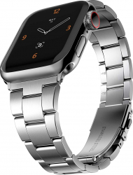 Curea Metalica pentru Apple Watch Compatibila cu Apple Watch 1/2/3/4/5/6 Model Slim Zale detasabile fara alte accesorii Silver 44 mm