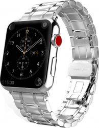 Curea Metalica pentru Apple Watch Compatibila cu Apple Watch 1/2/3/4/5/6/7 Doua nuante Silver 44mm 