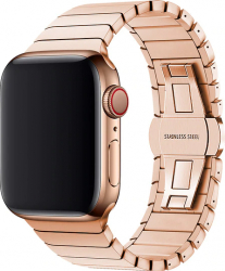 Curea Metalica pentru Apple Watch Mecanism ButterFly Compatibila cu Apple Watch 1/2/3/4/5/6/7 Rose Gold 44mm 