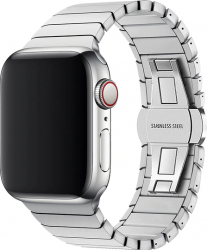 Curea Metalica pentru Apple Watch Mecanism ButterFly Compatibila cu Apple Watch 1/2/3/4/5/6/7 Silver 38mm 