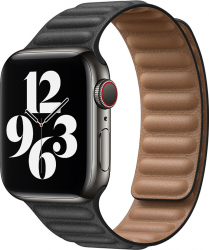 Curea pentru Apple Watch Piele Leather Loop Compatibila cu Apple Watch 1/2/3/4/5/6 Inchidere Magnetica Black and Brown 42 mm 
