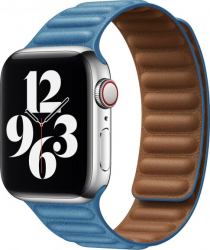 Curea pentru Apple Watch Piele Leather Loop Compatibila cu Apple Watch 1/2/3/4/5/6 Inchidere Magnetica Blue and Brown 38 mm