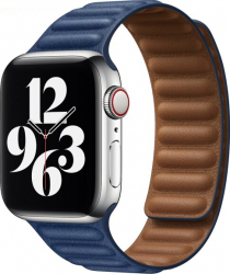 Curea pentru Apple Watch Piele Leather Loop Compatibila cu Apple Watch 1/2/3/4/5/6 Inchidere Magnetica Blue and Brown 42 mm