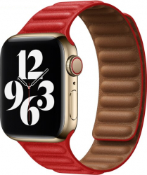 Curea pentru Apple Watch Piele Leather Loop Compatibila cu Apple Watch 1/2/3/4/5/6 Inchidere Magnetica Red and Brown 44 mm 