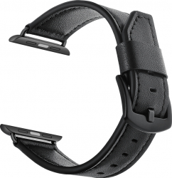Curea pentru Apple Watch Piele Naturala Leather Loop Compatibila cu Apple Watch 1/2/3/4/5/6/7/SE Full Black 42mm 