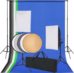 vidaXL Kit studio foto 5 fundaluri colorate si 2 softbox-uri 