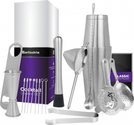 Cocktail Shaker Set BARTISSTRIA kit pentru barmani 18 piese