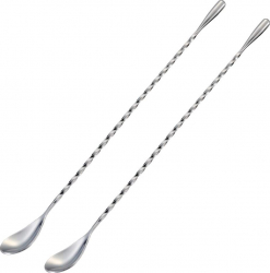 Lingura de bar pentru cocktail din inox BARTISSTRIA cu maner lung rasucit 30 cm 2 piese 