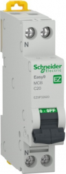 Siguranta modulara intrerupator automat 1 modul 1P+N 20A 4500 C C SMTEZ9P32620 Schneider Easy9 smartsistem
